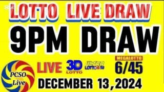 PCSO LOTTO 9PM LIVE DRAW TODAY DECEMBER 13,2024