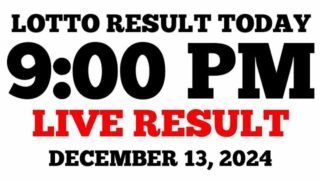 Lotto Result Today 9PM Draw December 13, 2024 PCSO LIVE Result